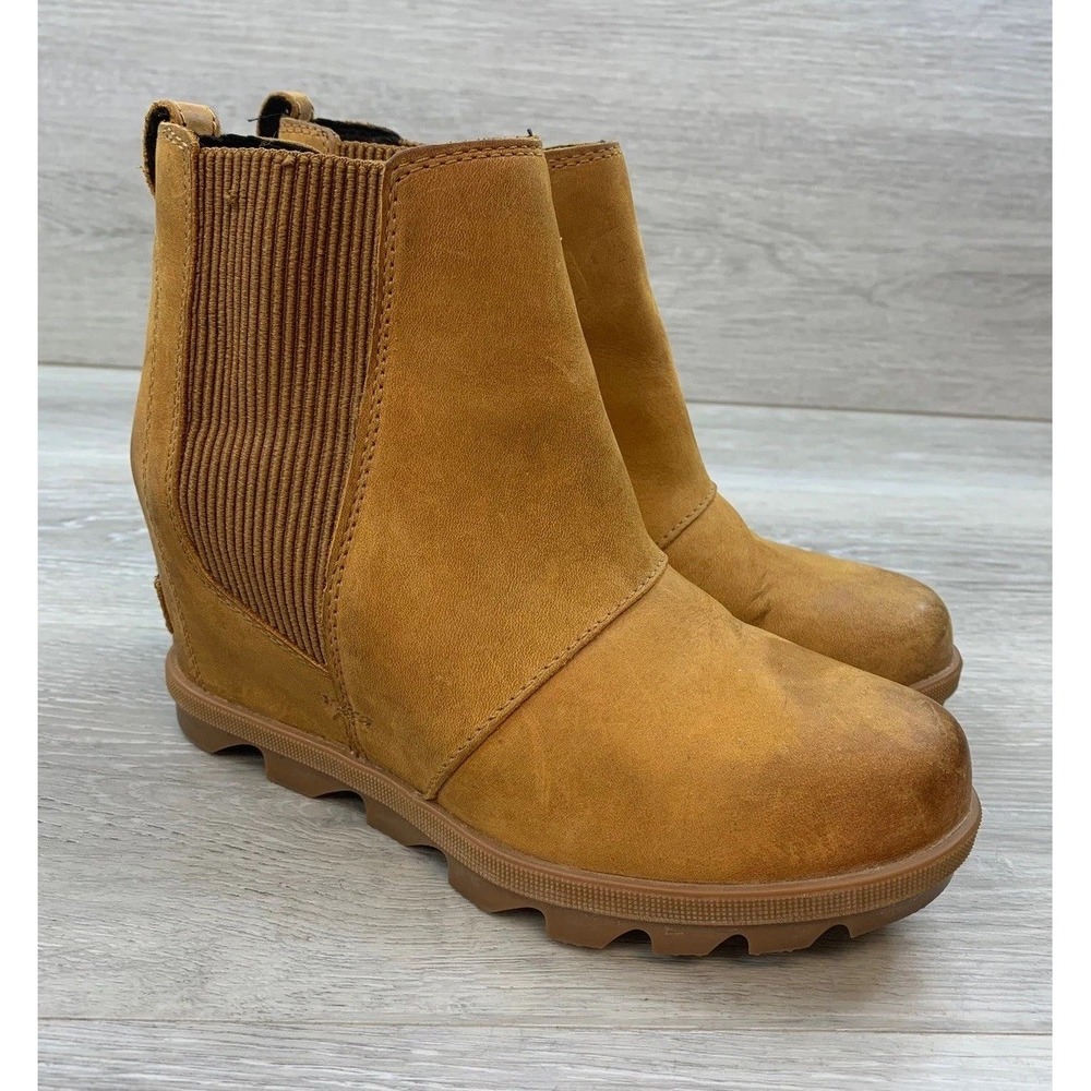Sorel Joan of Arctic Wedge II Women's Chelsea Boots 6.5 Brown Suede Shoes